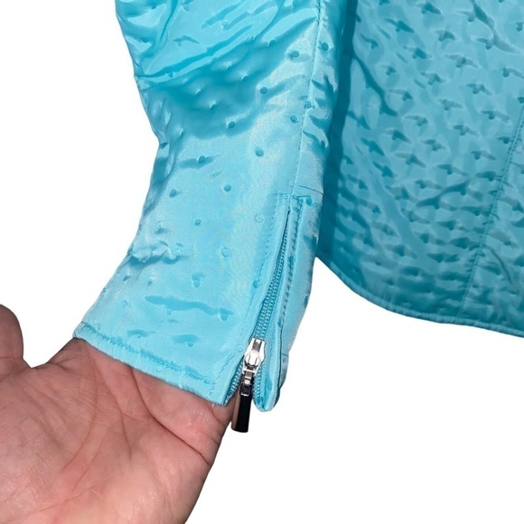 Vintage Talbots Aqua Blue Quilted Fill Front Zip Jacket Size 4 - Picture 3 of 8
